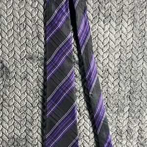 Silver Label Mashiko Mens Purple Gray Plaid Neck Tie